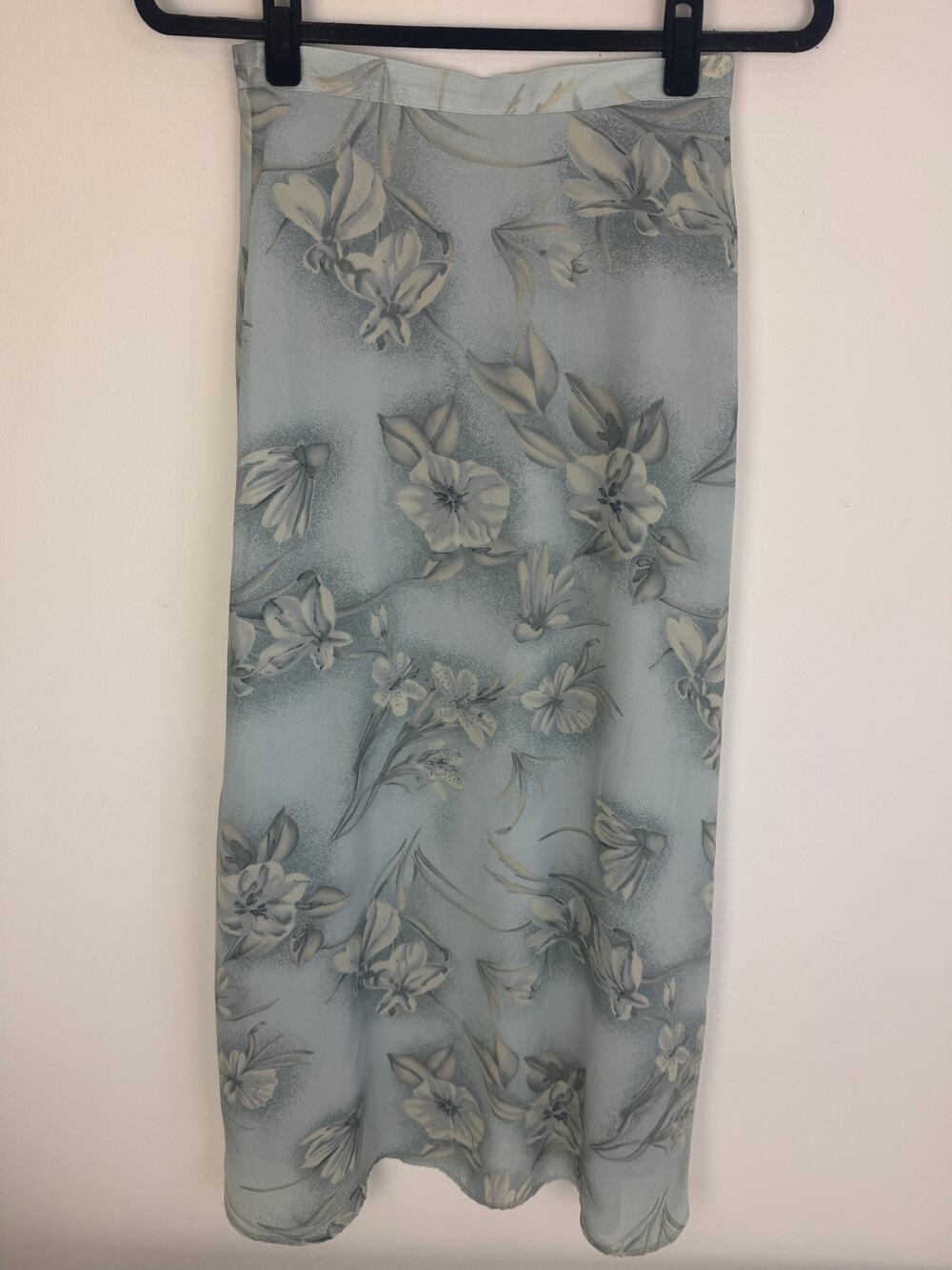 Vintage Apostrophe Womens Maxi Lined Cottagecore Floral Blue/Grey Skirt Small